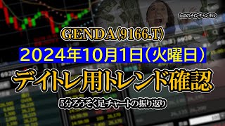 20241001 ：ＧＥＮＤＡ9166T 5分ろうそく足株価チャート [upl. by Nrobyalc]