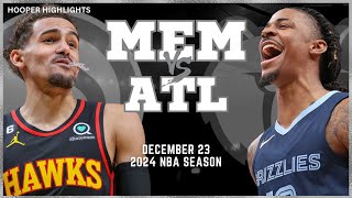 Memphis Grizzlies vs Atlanta Hawks Full Game Highlights  Dec 23  2024 NBA Season [upl. by Wilkison]