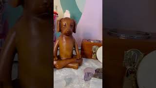 Meditating Dog Statue in Rich Mahogany Tone meditation [upl. by Kiah]