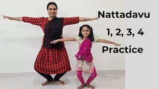 Bharatanatyam Basics Episode 16 Nattadavu 1 2 3 4 Practice [upl. by Ogirdor329]