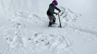 Studded snow scooter Big powder bowl [upl. by Noryt]