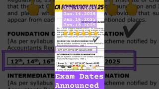 CA Foundation and Intermediate January 2025 exam date ytshorts jan2025 cafoundationjan25 [upl. by Ylim]