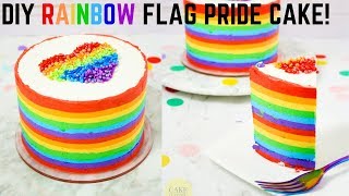 RAINBOW PRIDE CAKE  How to Make a Rainbow Cake with Rainbow Stripes [upl. by Zilla]