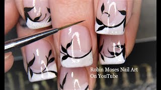 Black and White French Filigree for Beginners Nail Art [upl. by Acimat213]