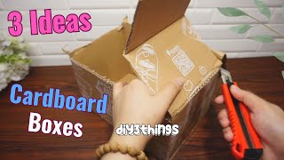 ♻Got cardboard boxes look what I did with these 3 simple cardboard box projects [upl. by Yelhsa]