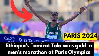 Tamirat Tola wins gold in mens marathon at Paris Olympics [upl. by Merth]