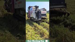 Best working day 1606 Combine Harvester yanmar pulling the track [upl. by Frazer]