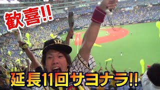 延長11回北條選手のサヨナラ犠牲フライで阪神がヤクルトに勝利！ [upl. by Alieka]