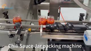 Chili Sauce Glass Jar Packing Machine Line  Sauce Filling MachineOil Filling MachineVacuum Capper [upl. by Dadinirt]