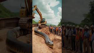 Wow Amazing  Excavator giant catches anaconda snake short snake snakevideo anaconda amazing [upl. by Daahsar]