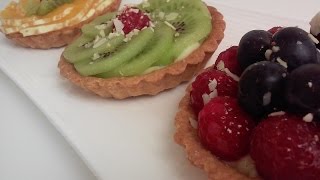 حلويات مغربية mini tartaletas con crema pastelera ميني تارت بالكريمة و الفواكه [upl. by Ttennaj]