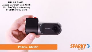 PHILIPS GS3201  GoSure Car Dash Cam 1080P 132° DayNight  Samsung 64GB Micro SD Card [upl. by Madson]