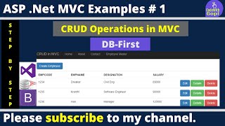 Asp Net MVC Full CRUD Operation Using Entity Framework DB First  CRUD Operations in MVC [upl. by Nilra]