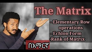 Elementary row operations echlon form amp rank of martix Freshman Mathematics tutorial in amharic [upl. by Ihpen618]