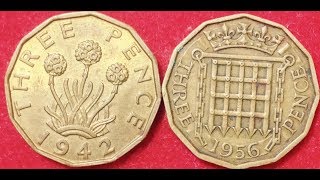 UK Great Britain Three Pence Coin 1942 amp 1956 [upl. by Thacher]