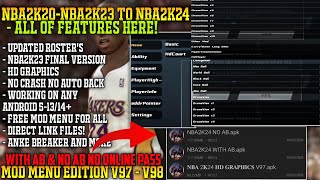 NBA2K20NBA2K23 TO NBA2K24 UPDATED ROSTERS IN 2024  M🏀D MENU EDITION  V97 amp V98 WITH AB FREE M🏀D [upl. by Frances953]