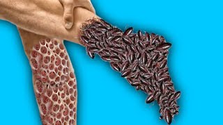 ASMR treatment 2d animation  ASMR infected leech bug removal from leg  ASMR surgery treatment [upl. by Tteltrab]