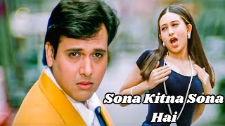 Sona Kitna Sona Hai  Lyrical  Hero No 1  Govinda  Karisma  Superhits Movie 1997  90s Song [upl. by Bondon951]