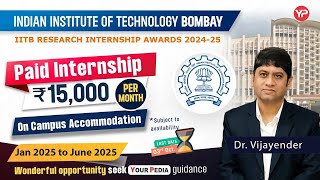 Paid Internship in IIT Bombay for Btech amp Mtech students  know all details [upl. by Gatias]