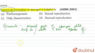 Gemmule formation in sponges is helpful in [upl. by Aicilehp]