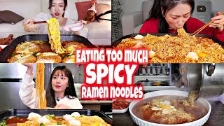 Korean Mukbangers Eating Massive Amount Of Spiciest Ramen Noodles🍜🥵🌶️🔥 [upl. by Shiau]