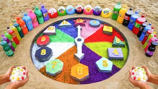 How to make Rainbow Clock with Orbeez amp Cement Coca Cola Different Fanta Mtn Dew and Mentos [upl. by Araik763]