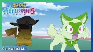 ¡Capitán Pikachu combate contra Ceruledge  Serie Horizontes Pokémon  Clip oficial [upl. by Tann703]