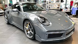 Porsche 992 Turbo S in PTS Grigio Telesto  Walkaround [upl. by Dibru375]