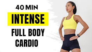 40 min FULL BODY INTENSE CARDIO WORKOUT at home  No Jumping No Repeat No Equipment [upl. by Suolevram]