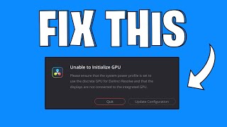 How To Fix quotUnable to Initialize GPUquot Error In DaVinci Resolve 18  Quick amp Easy [upl. by Salangia]