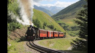 Dampfbahn Furka Bergstrecke  RealpFurkaGletschOberwald  Dampfzüge und Dieselzüge 20152022 [upl. by Aenal]