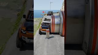 Cars vs Giant Pit Bollards Crash  BeamNGDrive [upl. by Gretta]