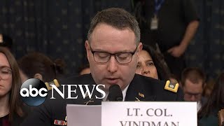 Key moments from Lt Col Vindman’s testimony  ABC News [upl. by Amirak]