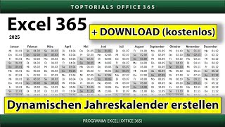 Dynamischen Jahreskalender erstellen ganz einfach  DOWNLOAD  Excel 365 Tutorial [upl. by Humph]