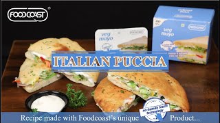 How to make Italian Puccia bread sandwich at home with Foodcoast veg mayo  Veg Italian recipe twist [upl. by Mcadams]