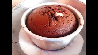 Eggless Chocolate Sponge Cake  Christmas Cake  Dry Fruits cake Eggless Cake without oven [upl. by Avilys122]