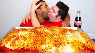 WHY WE CANT BREAK UP • SPICY CHEESY FIRE NOODLES • Mukbang amp Recipe [upl. by Wiggins]