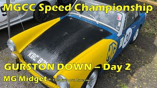 MG Midget Gurston Down day 2  MGCC speed championship  Birth of a Racecar [upl. by Eimaraj]