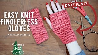 KNIT FLAT Quick amp Easy Fingerless Gloves  Free Tutorial and Free Pattern  Knitting House Square [upl. by Philbrook]