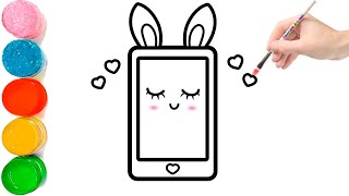 How to Draw a Cute Smartphone with a Happy Face – Easy Art for Kids [upl. by Laamaj]