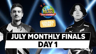 World Championship July Monthly Finals  Day 1  ClashWorlds  Clash of Clans [upl. by Nauqe449]