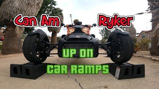 Using car ramps to jack up a Can Am Ryker Sport for oil change  CanAm CanAmRyker Ryker [upl. by Aicilat]