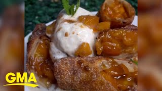 These peach cobbler egg rolls are a musthave l GMA [upl. by Ram]