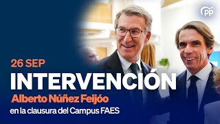 Alberto Núñez Feijóo clausura el Campus FAES [upl. by Nillor124]