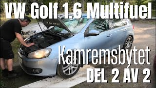 Kamremsbyte VW Golf 16 Multifuel 2011 Motorkod CMXA [upl. by Ayatnohs]