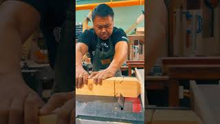 The process of making a wooden support post for a staircase with a sawing machine [upl. by Ritch]