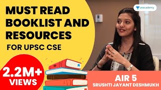 Must Read Booklist and Resources for UPSC CSE by AIR 5 Srushti Jayant Deshmukh [upl. by Landmeier]