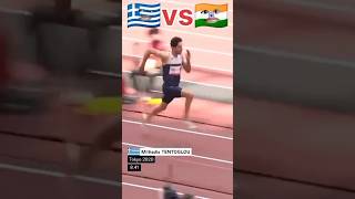 Greece🇬🇷vsIndia🇮🇳highspeedlongjump💪😈shorts youtubeshorts greece india highjump competition [upl. by Darian]