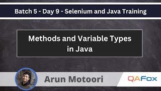 Methods and Variable Types in Java Selenium Java Course 9 [upl. by Eelyah]