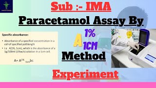 Paracetamol Assay By A1\u001cm Method Expt  Specific Absorptivity Method  Determination of PCM conc [upl. by Sirromal]